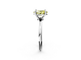 White gold Fancy Yellow Oval  Solitaire Diamond Ring with 4-Prong Setting on a Classic Band_5