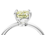 White gold Fancy Yellow Oval  Solitaire Diamond Ring with 4-Prong Setting on a Classic Band_7