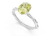 White gold Fancy Yellow Oval  Solitaire Diamond Ring with Bamboo Band and Four-Prong Setting_69