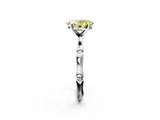 White gold Fancy Yellow Oval  Solitaire Diamond Ring with Bamboo Band and Four-Prong Setting_70