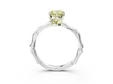 White gold Fancy Yellow Oval  Solitaire Diamond Ring with Bamboo Band and Four-Prong Setting_71