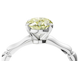 White gold Fancy Yellow Oval  Solitaire Diamond Ring with Bamboo Band and Four-Prong Setting_72