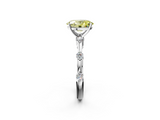 White gold Fancy Yellow Oval  Solitaire Diamond Ring with Bezel Set Side Stones and Prong Setting_5