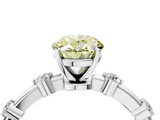 White gold Fancy Yellow Oval  Solitaire Diamond Ring with Bezel Set Side Stones and Prong Setting_7
