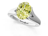 White gold Fancy Yellow Oval  Solitaire Diamond Ring with Cathedral Band and Four-Prong Setting_65