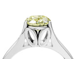 White gold Fancy Yellow Oval  Solitaire Diamond Ring with Cathedral Band and Four-Prong Setting_68