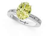 White gold Fancy Yellow Oval  Solitaire Diamond Ring with Channel-Set Baguette Band and Four-Prong Setting_115