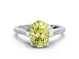 White gold Fancy Yellow Oval  Solitaire Diamond Ring with Channel Set Band and Bezel Prong Setting_75