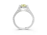 White gold Fancy Yellow Oval  Solitaire Diamond Ring with Channel Set Band and Bezel Prong Setting_83