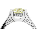 White gold Fancy Yellow Oval  Solitaire Diamond Ring with Channel Set Band and Bezel Prong Setting_84