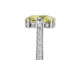 White gold Fancy Yellow Oval  Solitaire Diamond Ring with Channel Set Band and Bezel Prong Setting_85
