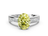 White gold Fancy Yellow Oval  Solitaire Diamond Ring with Channel-Set Band and Four-Prong Setting_3