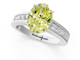 White gold Fancy Yellow Oval  Solitaire Diamond Ring with Channel-Set Band and Four-Prong Setting_4