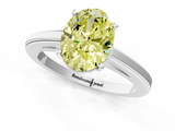 White gold Fancy Yellow Oval  Solitaire Diamond Ring with Four-Prong Setting and Classic Band_4
