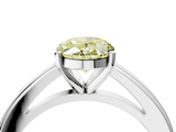 White gold Fancy Yellow Oval  Solitaire Diamond Ring with Four-Prong Setting and Classic Band_7