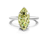 White gold Fancy Yellow Oval  Solitaire Diamond Ring with Four-Prong Setting on a Plain Band_32