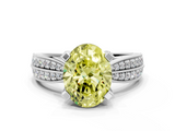 White gold Fancy Yellow Oval  Solitaire Diamond Ring with Milgrain Pavé Band and Four-Prong Setting_20