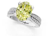 White gold Fancy Yellow Oval  Solitaire Diamond Ring with Milgrain Pavé Band and Four-Prong Setting_21