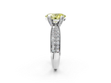 White gold Fancy Yellow Oval  Solitaire Diamond Ring with Milgrain Pavé Band and Four-Prong Setting_22