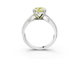 White gold Fancy Yellow Oval  Solitaire Diamond Ring with Milgrain Pavé Band and Four-Prong Setting_23