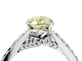 White gold Fancy Yellow Oval  Solitaire Diamond Ring with Pavé Band and Four-Prong Setting_77