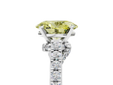 White gold Fancy Yellow Oval  Solitaire Diamond Ring with Pavé Band and Four-Prong Setting_78