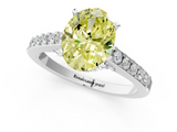 White gold Fancy Yellow Oval  Solitaire Diamond Ring with Pavé Band and Four-Prong Setting_85