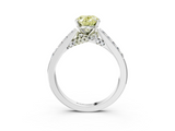 White gold Fancy Yellow Oval  Solitaire Diamond Ring with Pavé Band and Four-Prong Setting_87