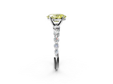 White gold Fancy Yellow Oval  Solitaire Diamond Ring with Pave Band and Four-Prong Setting_259