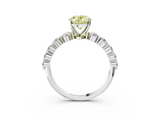 White gold Fancy Yellow Oval  Solitaire Diamond Ring with Pave Band and Four-Prong Setting_259