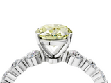 White gold Fancy Yellow Oval  Solitaire Diamond Ring with Pave Band and Four-Prong Setting_261