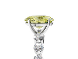 White gold Fancy Yellow Oval  Solitaire Diamond Ring with Pave Band and Four-Prong Setting_267