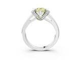 White gold Fancy Yellow Oval  Solitaire Diamond Ring with Pave Band and Six-Prong Setting_23