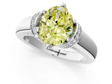White gold Fancy Yellow Oval  Solitaire Diamond Ring with Pave Band and Six-Prong Setting_33