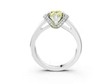 White gold Fancy Yellow Oval  Solitaire Diamond Ring with Pave Band and Six-Prong Setting_35