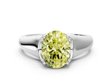 White gold Fancy Yellow Oval  Solitaire Diamond Ring with Six-Prong Cathedral Setting_32