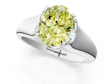 White gold Fancy Yellow Oval  Solitaire Diamond Ring with Six-Prong Cathedral Setting_33