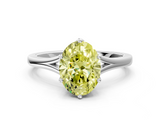 White gold Fancy Yellow Oval  Solitaire Diamond Ring with Six-Prong Setting and Tapered Band_17
