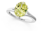 White gold Fancy Yellow Oval  Solitaire Diamond Ring with Six-Prong Setting and Tapered Band_18