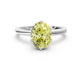 White gold Fancy Yellow Oval  Solitaire Diamond Ring with Six-Prong Setting on a Classic Band_3