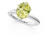 White gold Fancy Yellow Oval  Solitaire Diamond Ring with Six-Prong Setting on a Classic Band_4