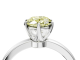White gold Fancy Yellow Oval  Solitaire Diamond Ring with Six-Prong Setting on a Classic Band_7