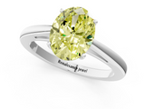 White gold Fancy Yellow Oval  Solitaire Diamond Ring with Split Shank and Four-Prong Setting_21