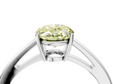 White gold Fancy Yellow Oval  Solitaire Diamond Ring with Split Shank and Four-Prong Setting_24