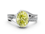 White gold Fancy Yellow Oval  Solitaire Diamond Ring with Split Shank and Prong Setting_41