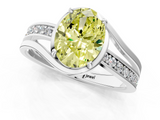 White gold Fancy Yellow Oval  Solitaire Diamond Ring with Split Shank and Prong Setting_42
