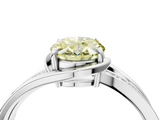 White gold Fancy Yellow Oval  Solitaire Diamond Ring with Split Shank and Prong Setting_45