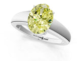 White gold Fancy Yellow Oval  Solitaire Diamond Ring with Tapered Band and Four-Prong Setting_50