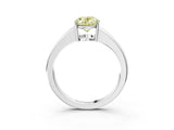 White gold Fancy Yellow Oval  Solitaire Diamond Ring with Tapered Band and Four-Prong Setting_52