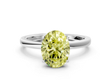 White gold Fancy Yellow Oval  Solitaire Diamond Ring with Thin Band and Four-Prong Setting_3